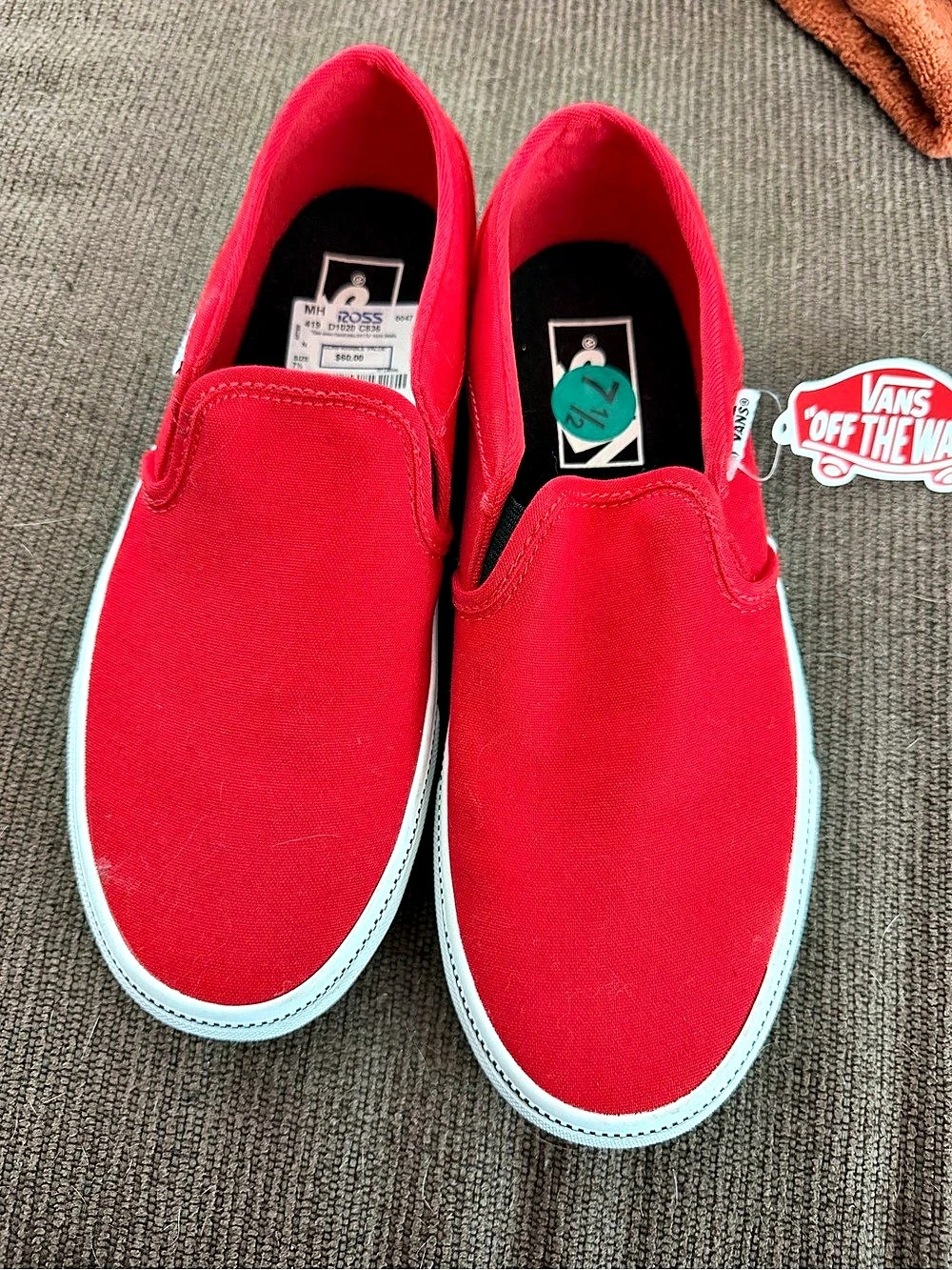 Vans Classic Slip-On Sneakers Red & White US 7.5 Like New